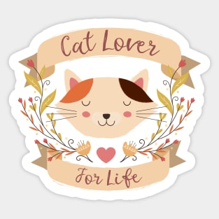 Cat Lover For Life Kitty Banner Sticker